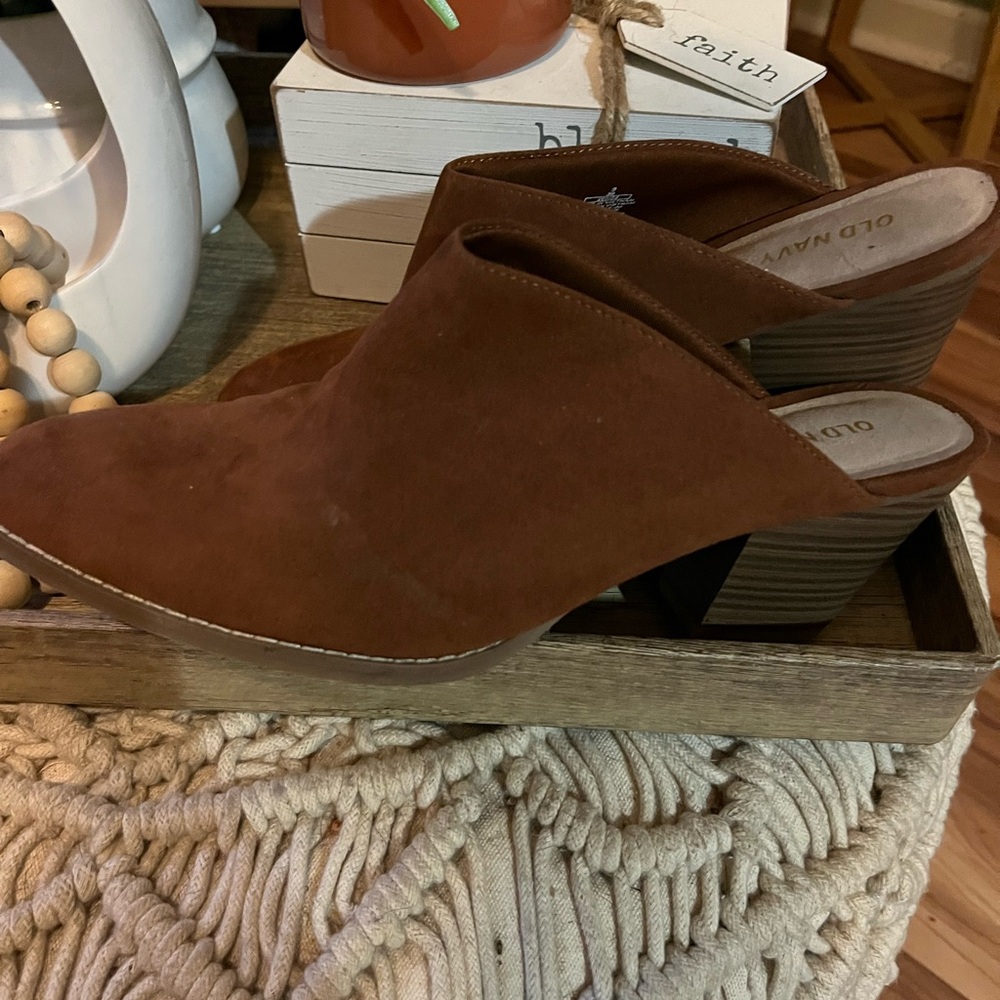 Brown faux suede Mules/clogs